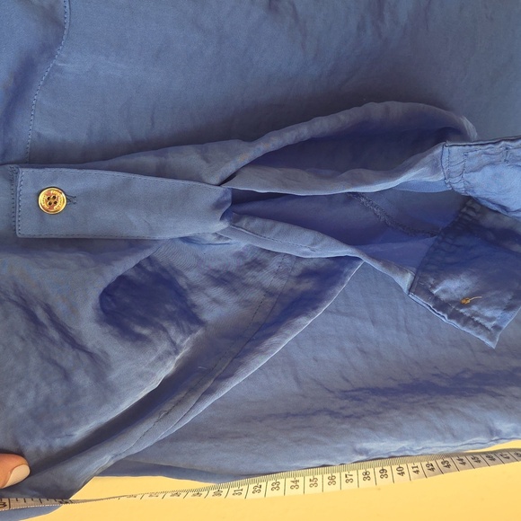 Michael Kors Blouse M Royal Blue Button-Up Blouse - Picture 5 of 8